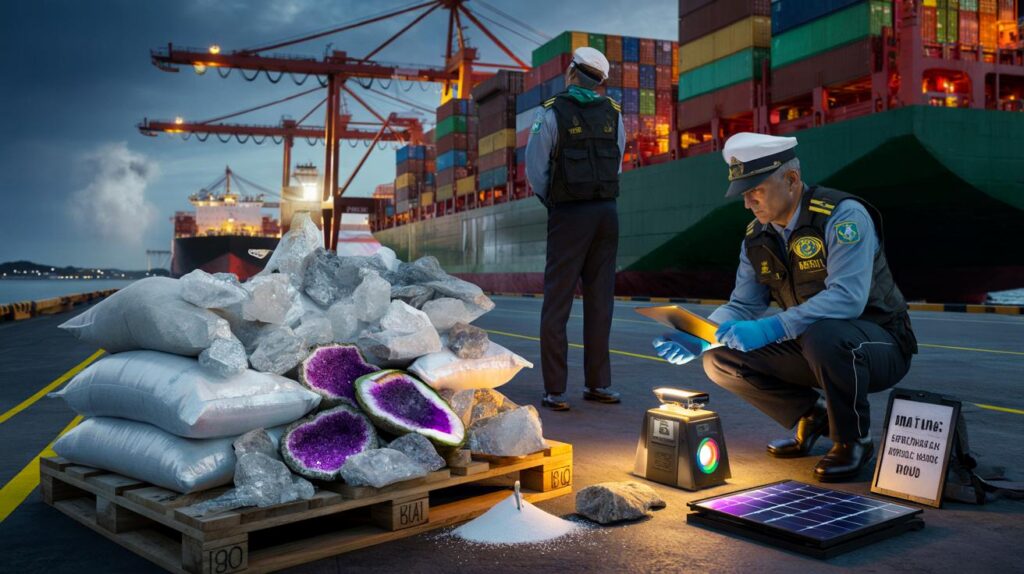 Receita Federal flagra 670 t em Santos: notas frias, quartzo raro e destino na Ásia — e você?