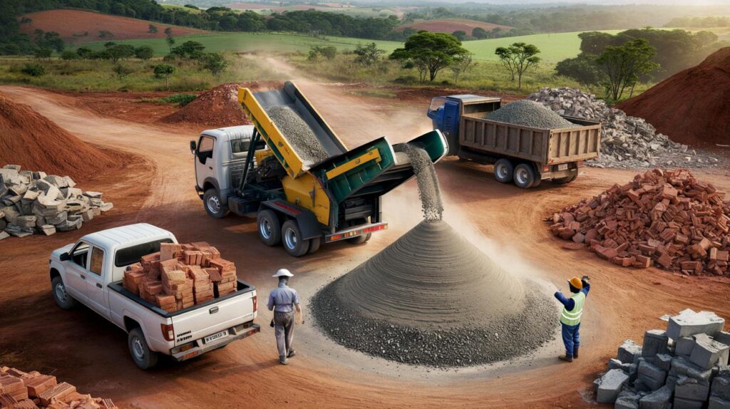 Reciclagem em Tatuí muda sua obra: até 3 viagens por dia e brita vira estrada melhor no campo?