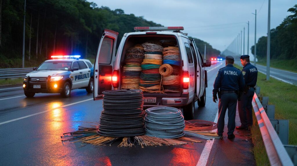 Rodovia SP-258: dupla foge do pedágio e é pega com 1,5 t de fios; você corre risco perto de casa?