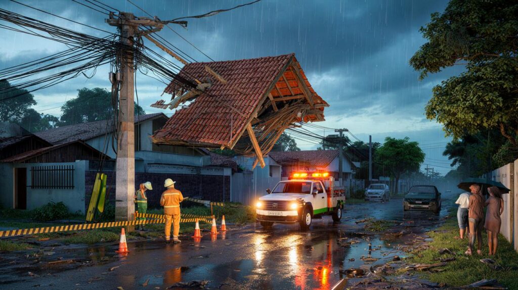 Temporal em Sumaré: telhado voa, fica preso em poste e deixa vizinhos sem luz; você viu o vídeo?