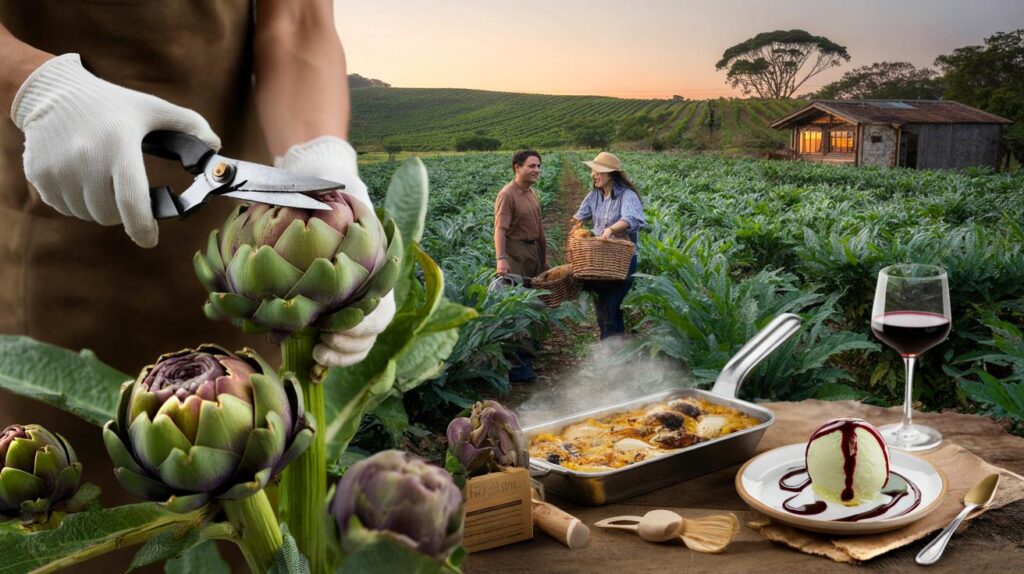 Turistas viram colhedores por um dia: você pagaria para colher alcachofra e dormir na lavoura?