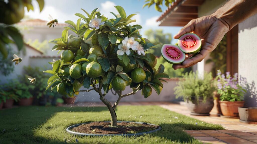 Você quer colheita o ano todo? goiabeira no quintal: frutos docíssimos e até 2 florações por ano